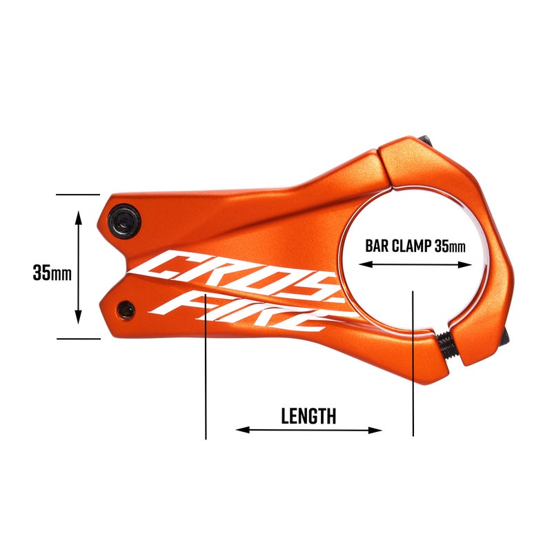 Funn Crossfire Mountain Bike Stem with 35mm Bar Clamp - Durable and Lightweight Alloy Bicycle Stem for Mountain Bike and BMX Bike, Length 35mm stem (Orange) - Image 3